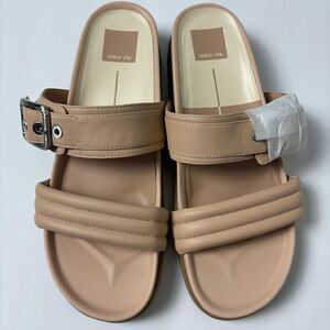 New Dolce Vita cream leather platform‎ slide sandals with buckle size 8.5
